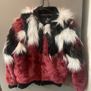 Mixed Fur Bomber Jacket - size small